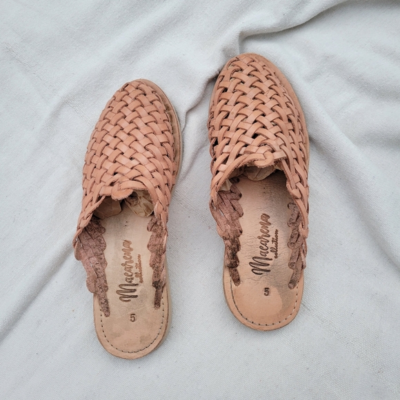 Handmade Woven Leather Huarache Mules 8 - Picture 2 of 7